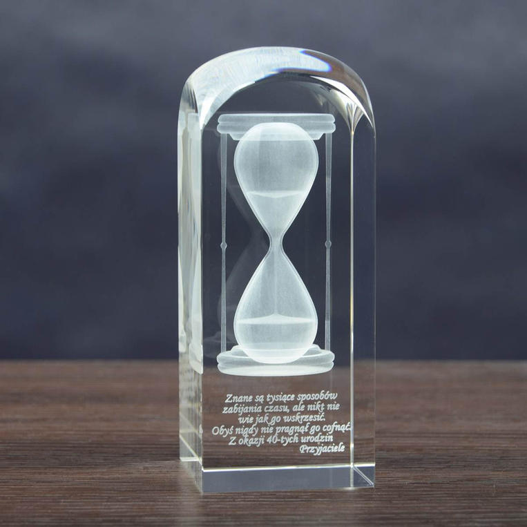 Prezent na urodziny - Klepsydra 3D w krysztale Kolumna 170x60x60 mm