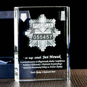 Podziękowania dla Policjanta statuetka Płyta Płaska Odznaka i ID policjanta