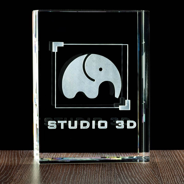 MEGASTATUETKA Logo firmowe w kryształowej statuetce 270x200x100 mm