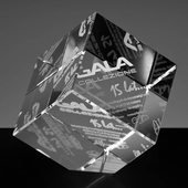 Statuetka na jubileusz firmy - sześcian ścięty - etui w zestawie