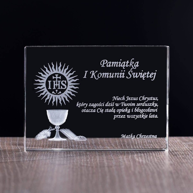 Upominek pamiątkowy na I Komunię Święta - statuetka z hostią i kielichem