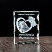 PAMIĄTKA CHRZTU - zdjęcie dziecka w sercu GRAWER W SZKLE