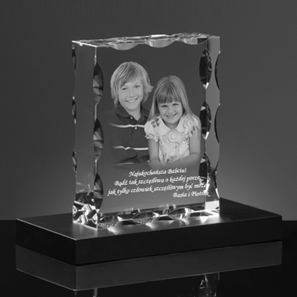 Prezent dla Babci i Dziadka - FOTOKRYSZTAŁ na podstawie LED. Twoja dedykacja