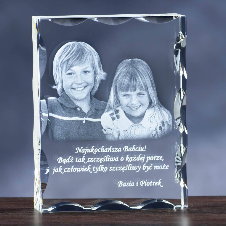 Zdjęcie w krysztale dla Babci i Dziadka - fotokryształ 2D w ozdobnej statuetce