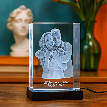 Fotokyształ 3D 120x180x80 mm Grawer zdjęcia pary i dedykacji – ROCZNICA