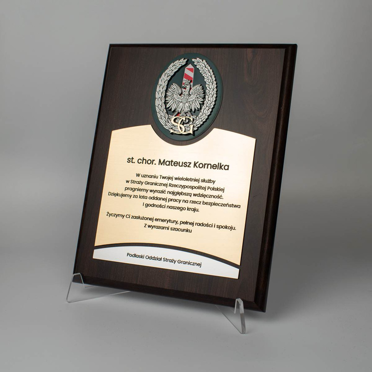 Personalizowany ryngraf 203x254 mm - Straż Graniczna - Służby mundurowe