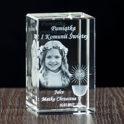 Pamiątka na I Komunię Świętą - Indywidualny grawer w krysztale