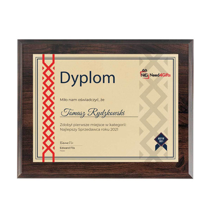 Dyplom 305X381 konkursowy - najlepszy SPRZEDAWCA HANDLOWIEC