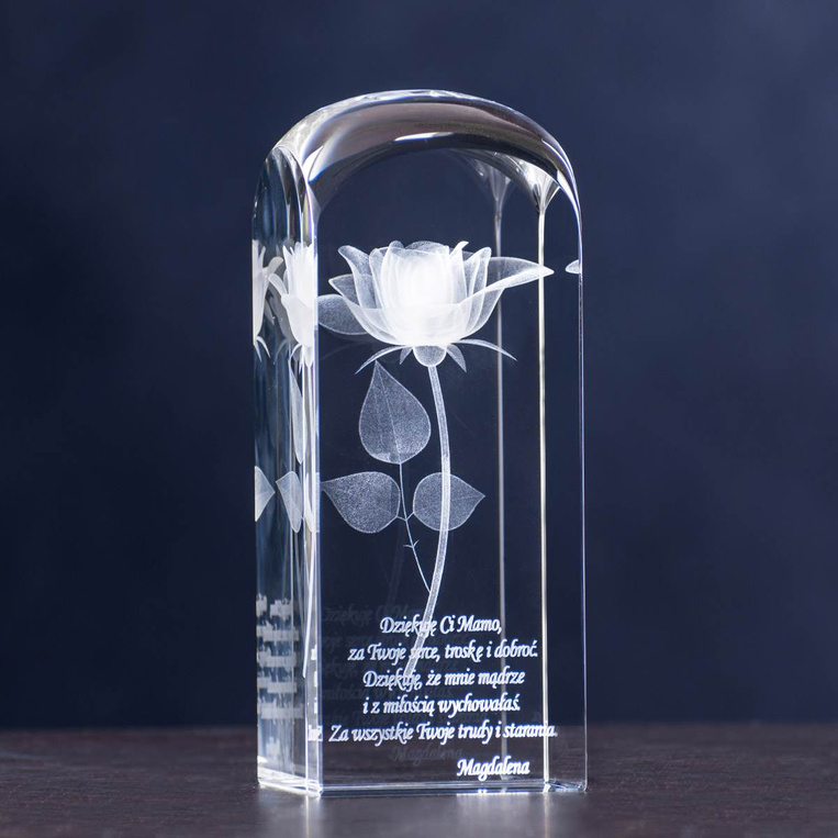 Prezent na urodziny Róża 3D w szklanej kolumnie 170x60x60 mm