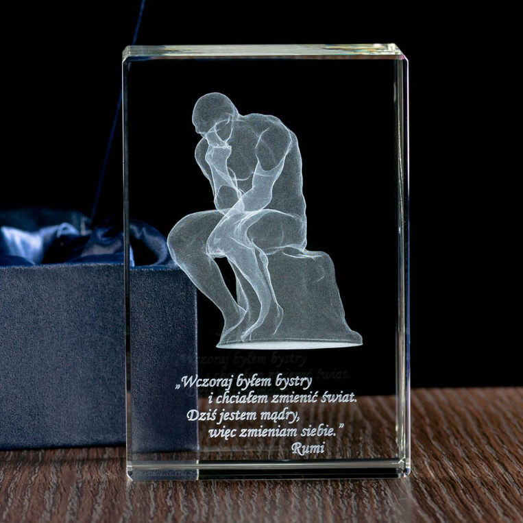 Grawer 3D - kryształowa statuetka dla współpracownika z cytatem