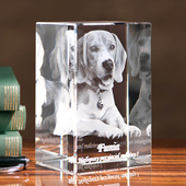 Statuetka dla miłośnika zwierząt - zdjęcie 3D psa wygrawerowane w szkle
