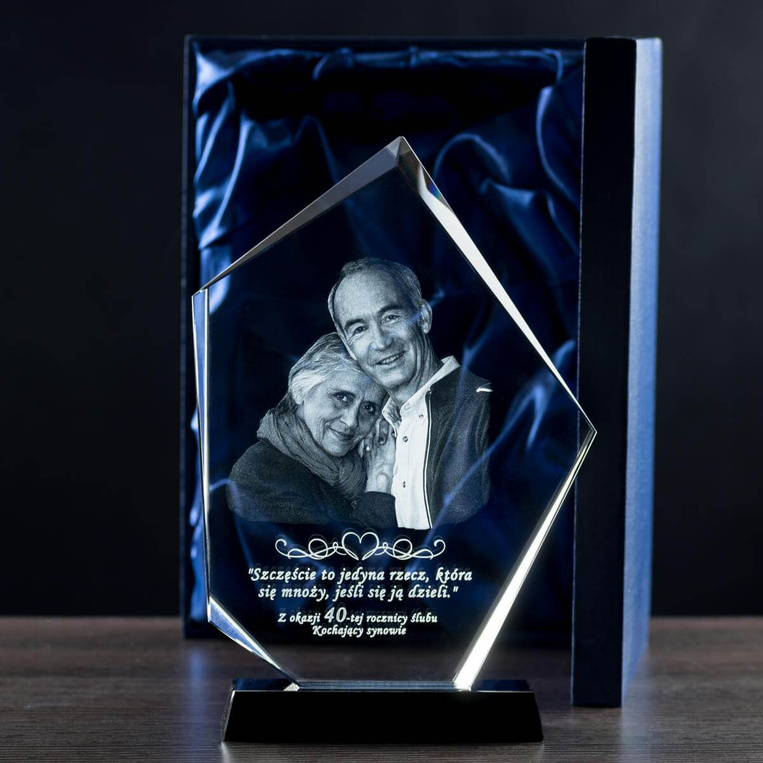 Zdjęcie w krysztale na prezent na rocznicę 20 30 40 50