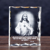 Pamiątka święceń kapłańskich - zdjęcie 3D Jezusa w szkle