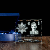 Podziękowania dla Policjanta 3D - odznaka i zdjęcie. Grawer w szkle