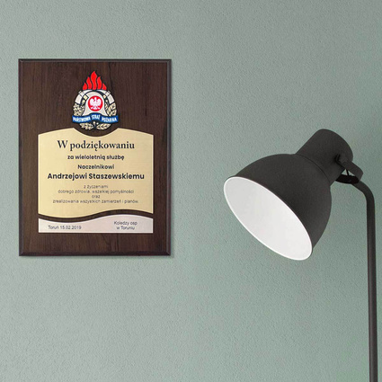 Prezent dla strażaka - dyplom 203x354 mm z grawerem PODZIĘKOWANIA