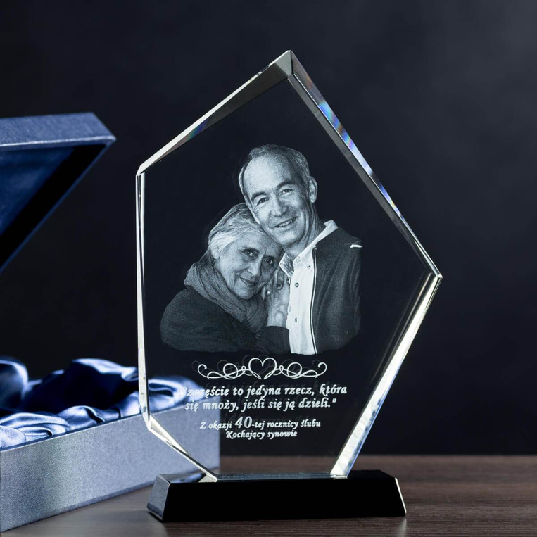 Zdjęcie w krysztale na prezent na rocznicę 20 30 40 50