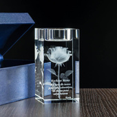 Róża 3D w świeczniku. FOTOPRZENT 3D dla Mamy. Eleganckie etui w komplecie