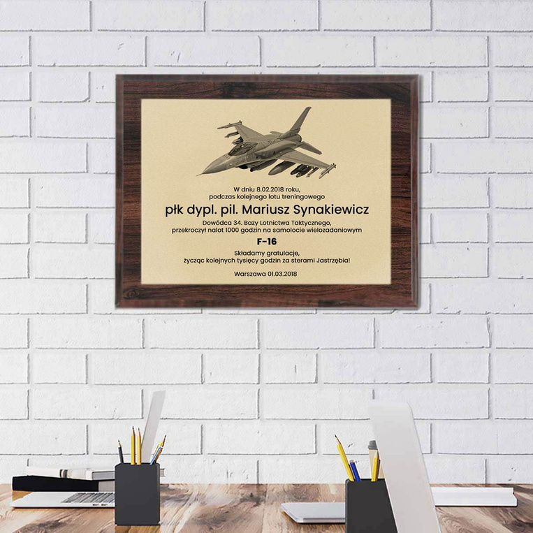 Dyplom 305x381 mm dla żołnierza - pilota. PODZIĘKOWANIA GRATULACJE