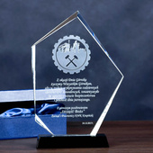 Statuetka w podziękowaniu dla górnika - Grawer w szkle z dedykacją