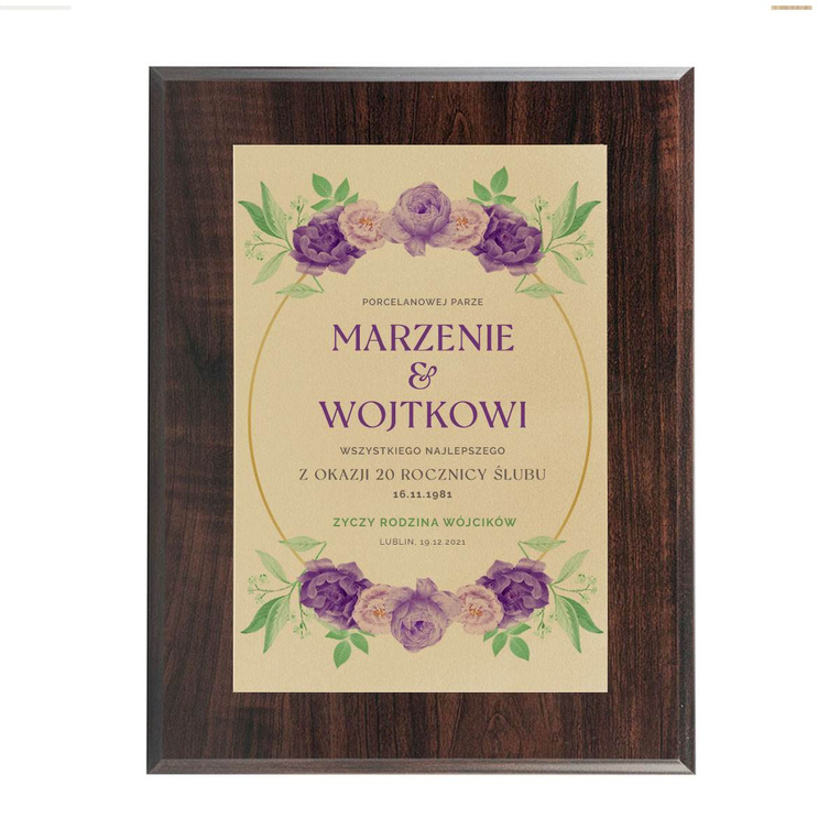 Dyplom 228x305 mm z nadrukiem na 10 15 20 25 30 rocznicę ślubu