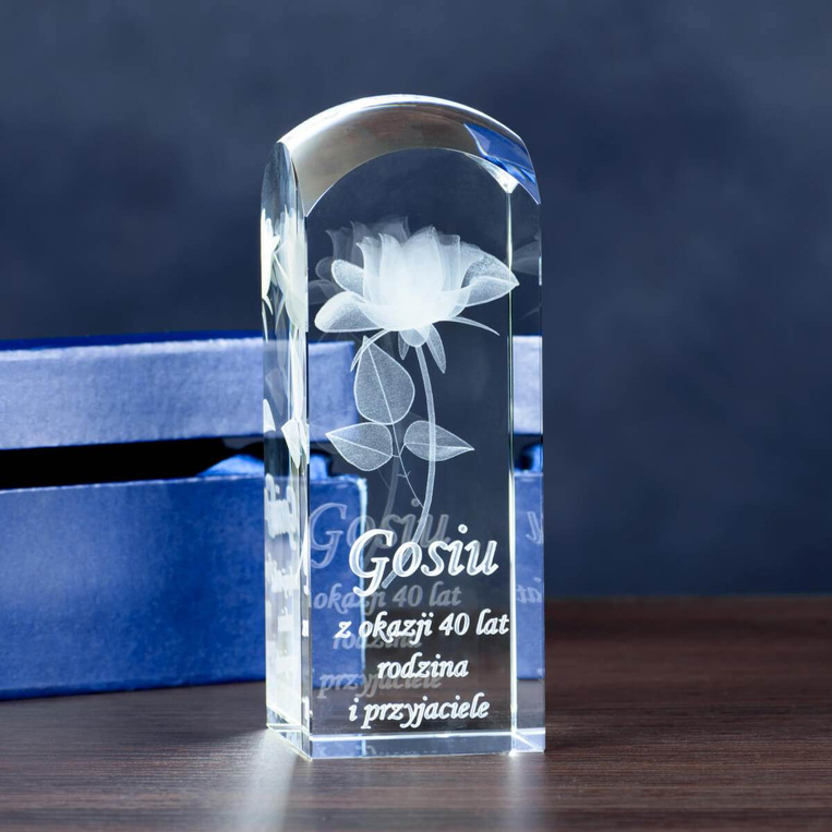 Róża 3D z Twoją dedykacją na Prezent - etui w komplecie