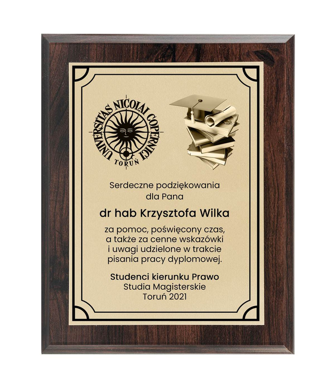 Dyplom 203x254 mm DLA PROMOTORA pracy dyplomowej PODZIĘKOWANIA