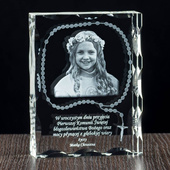 Zdjęcie otoczone trójwymiarowym różańcem oraz dedykacja!