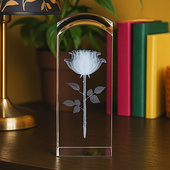 Róża 3D w szkle kwiat miłości - pomysł na Prezent dla Chłopaka