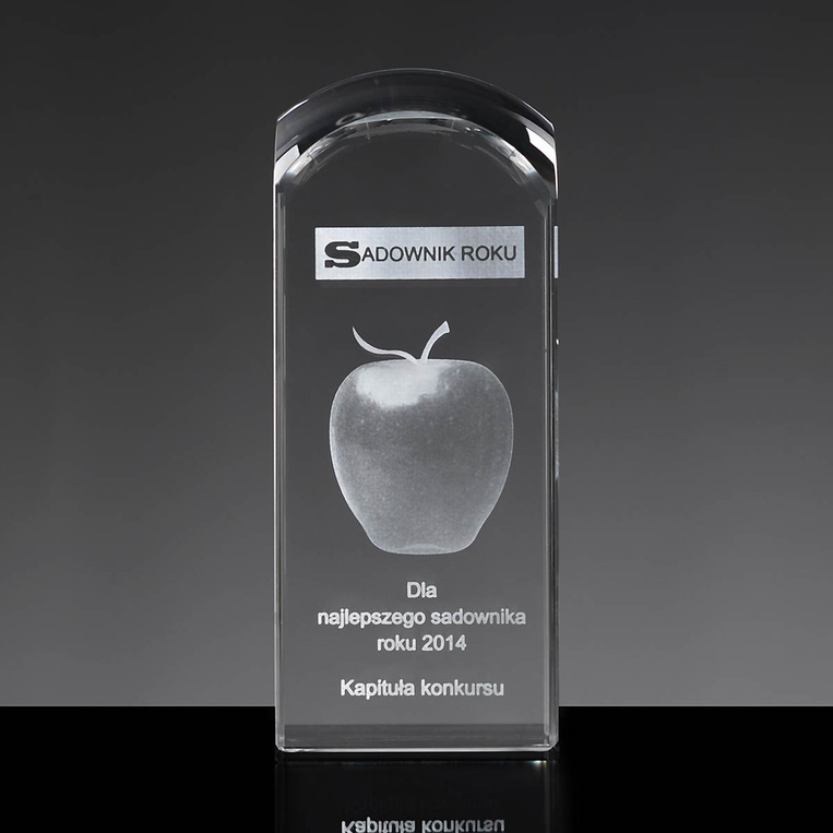 Statuetka konkursowa 3D w krysztale - Jabłko 3D. Konkurs rolniczy, sadowniczy