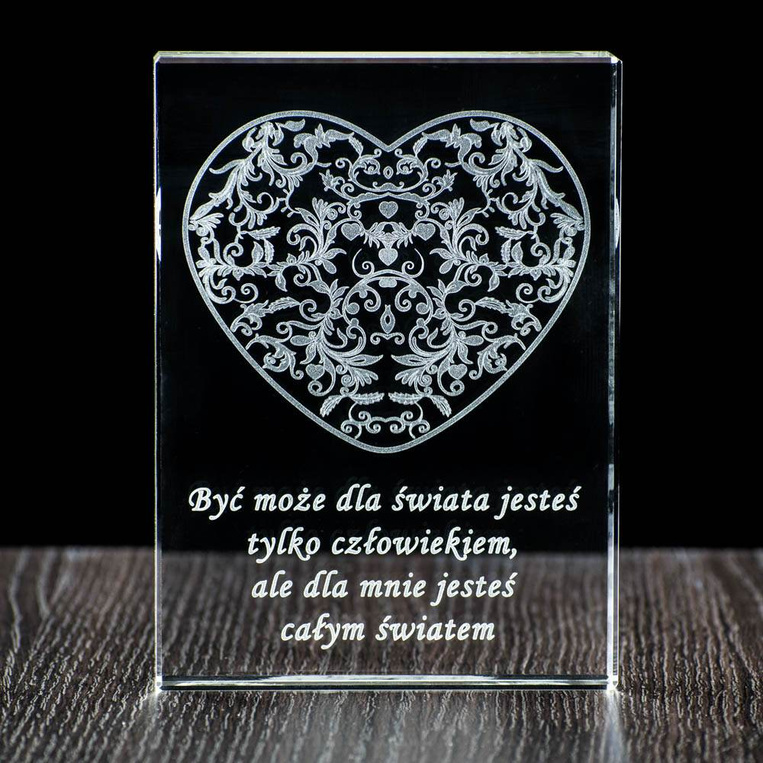 Prezent na urodziny - ażurowe serce w szkle