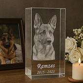 Statuetka kryształowa 3D z wizerunkiem psa – pamiątka po ukochanym pupilu
