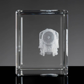 Pociąg 3D wygrawerowany w kryształowej statuetce - Statuetka firmowa