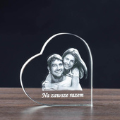 Kryształowe serce 110×110×20 mm – statuetka ze zdjęciem i dedykacją