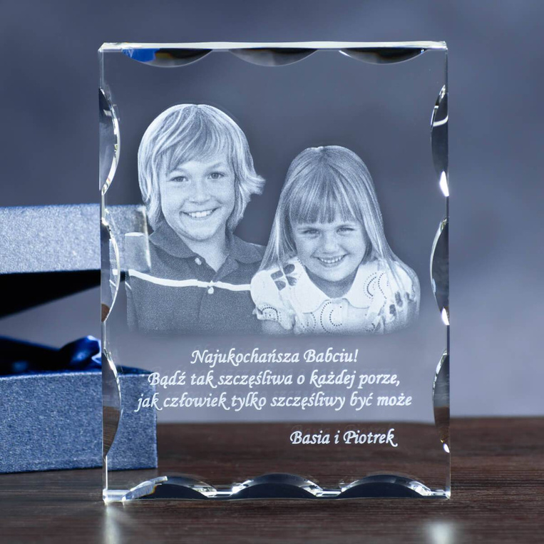 Zdjęcie w krysztale dla Babci i Dziadka - fotokryształ 2D w ozdobnej statuetce