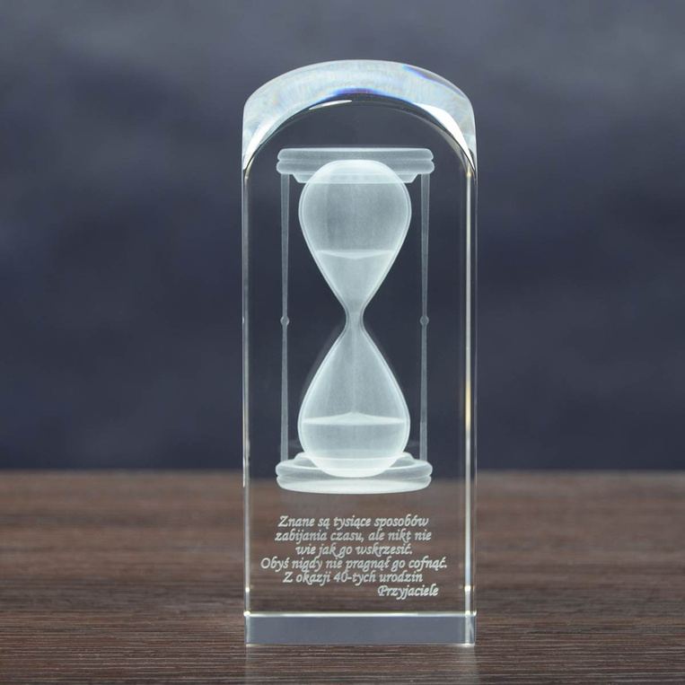 Prezent na urodziny - Klepsydra 3D w krysztale Kolumna 170x60x60 mm