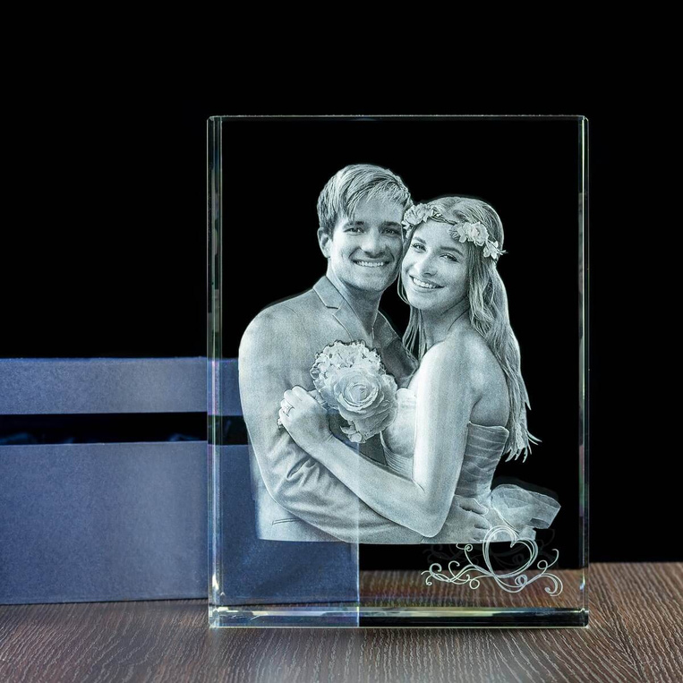 MEGASTATUETKA - Kryształ na ślub, personalizowany zdjęciem (3D) oraz dedykacją