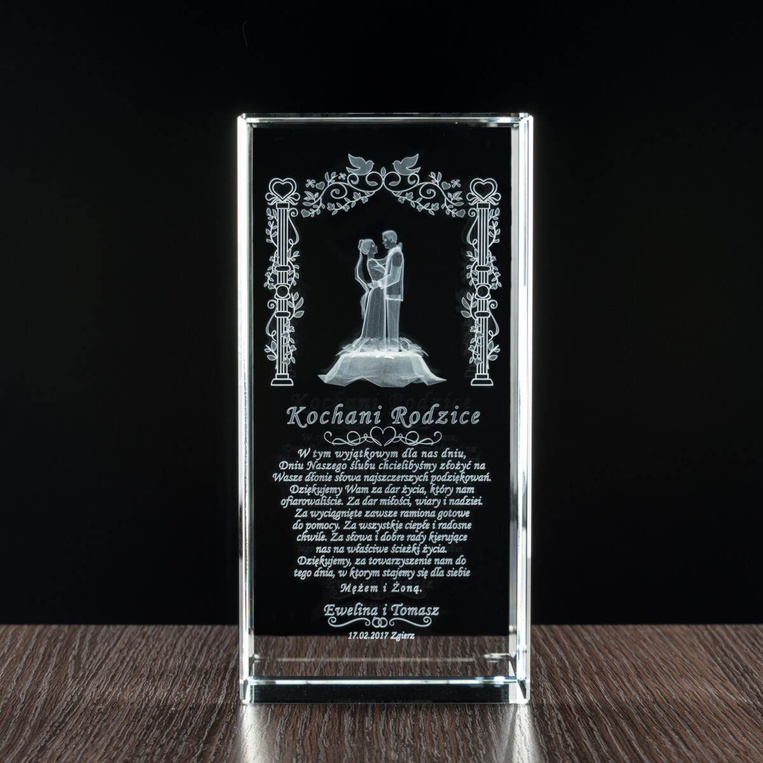 Podziękowania dla rodziców - duża statuetka z grawerem symbolicznego ślubu
