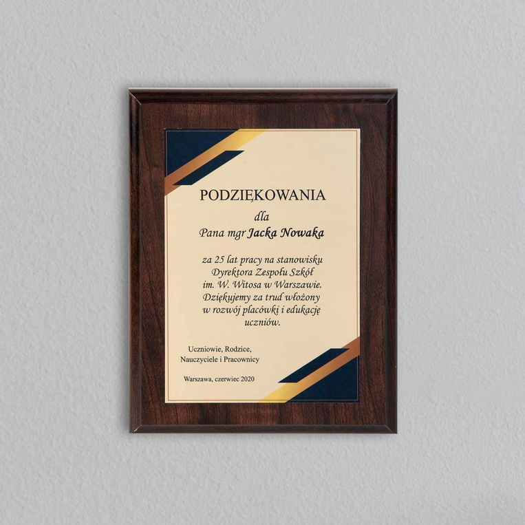 Dyplom dla Dyrektora szkoły - personalizowane podziękowania w etui