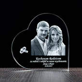 Duże kryształowe serce (140x140x30 mm) - Statuetka z Twoim zdjęciem