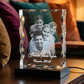 Fotolampka 120x150x40 mm z grawerem zdjęcia i dedykacji na podstawce LED