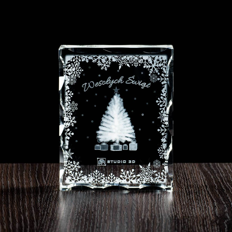 Świąteczny prezent firmowy z logiem DLA KLIENTÓW - statuetka z choinką