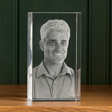 Duży prostopadłościan kryształowy 3D 100×200×70 mm – zdjęcie i dedykacja