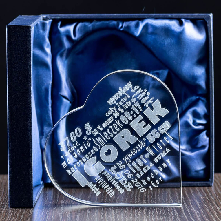 Prezent dla Babci i Dziadka - personalizowane kryształowe serce od wnuka