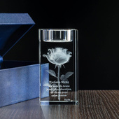 Róża 3D w świeczniku. FOTOPRZENT 3D dla Mamy. Eleganckie etui w komplecie