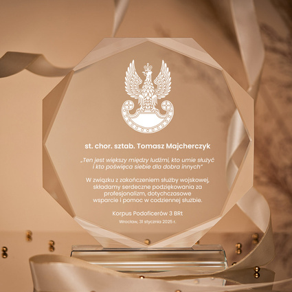 Statuetka z grawerem na zakończenie służby wojskowej – PODZIĘKOWANIA DLA ŻOŁNIERZA