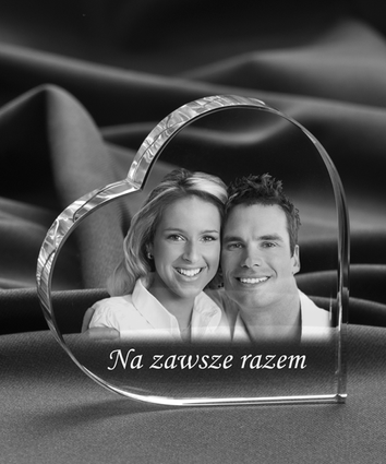 Prezent na Walentynki zdjęcie 2D w kryształowym sercu - fotoprezent