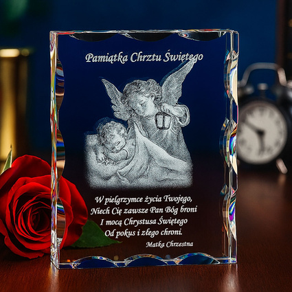 Pamiątka Chrztu 3D w krysztale od Matki Chrzestnej - FOTOPREZENT