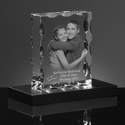 Ślubne Podziękowania Rodzicom - zdjęcie w szkle, podstawa LED, etui