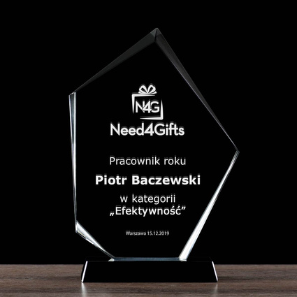 Nagroda dla pracownika - elegancka statuetka kryształowa Prestiż