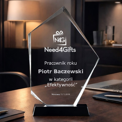 Nagroda dla pracownika - elegancka statuetka kryształowa Prestiż